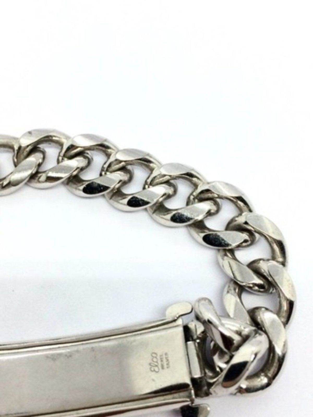 VINTAGE ID BRACELET Slver Tone Curb Chain Randy Name Plate 8 Inch Mens
