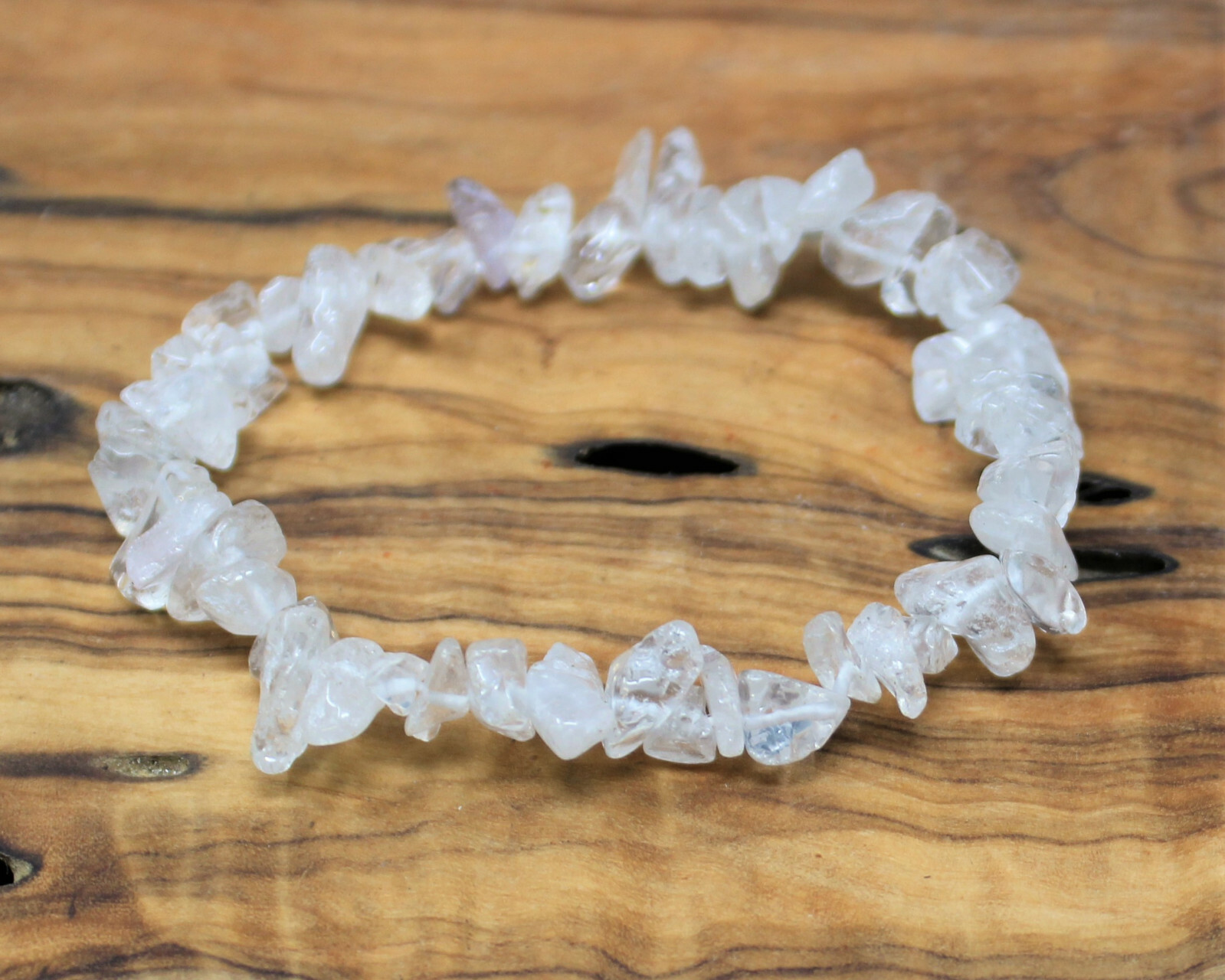 Clear Quartz Chip Bracelet, Gemstone Chip Jewelry Crystal (Stretchy – US Seller)