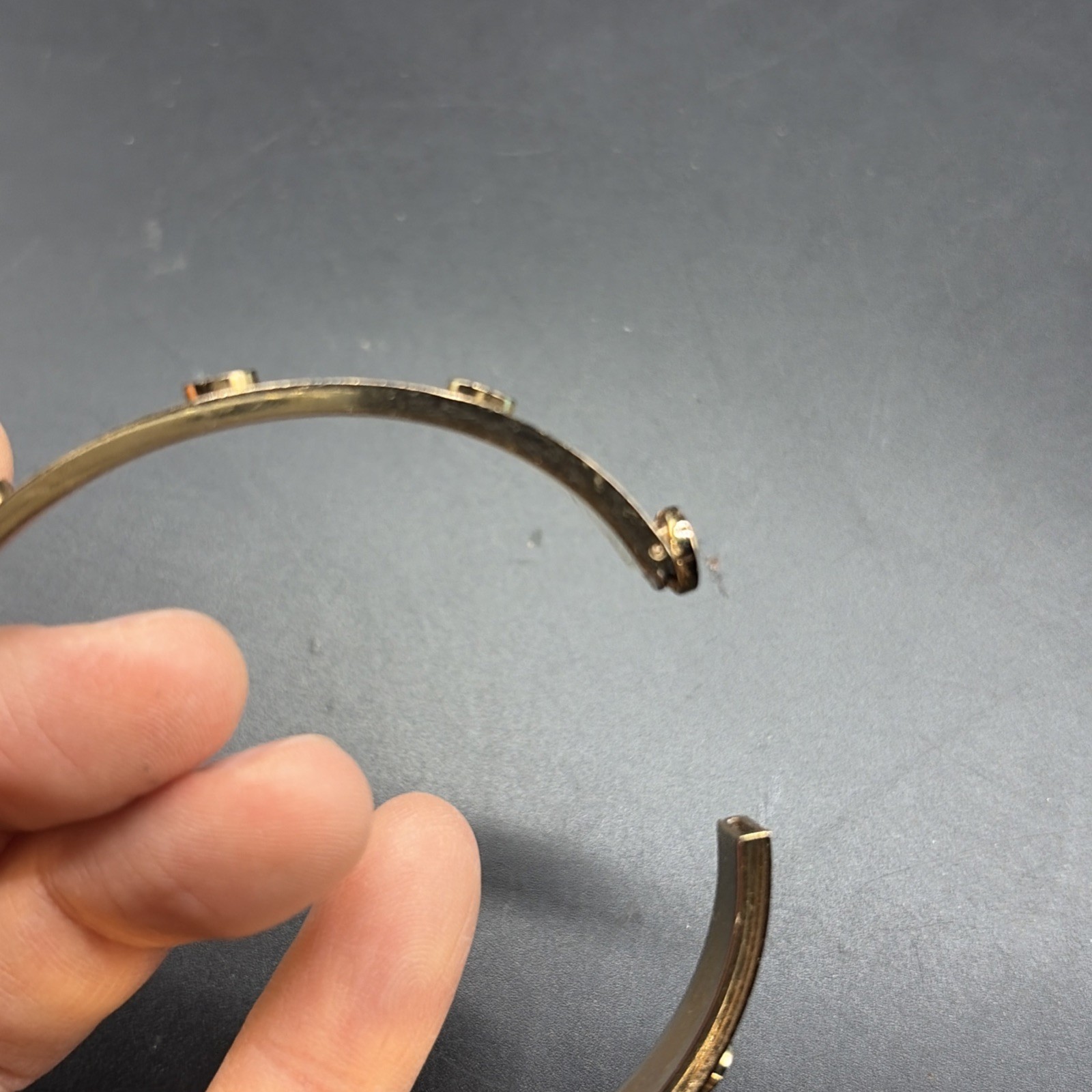 Tory Burch Miller Stud Hinge Bangle Bracelet 5mm Size Medium in Gold 6.5”L