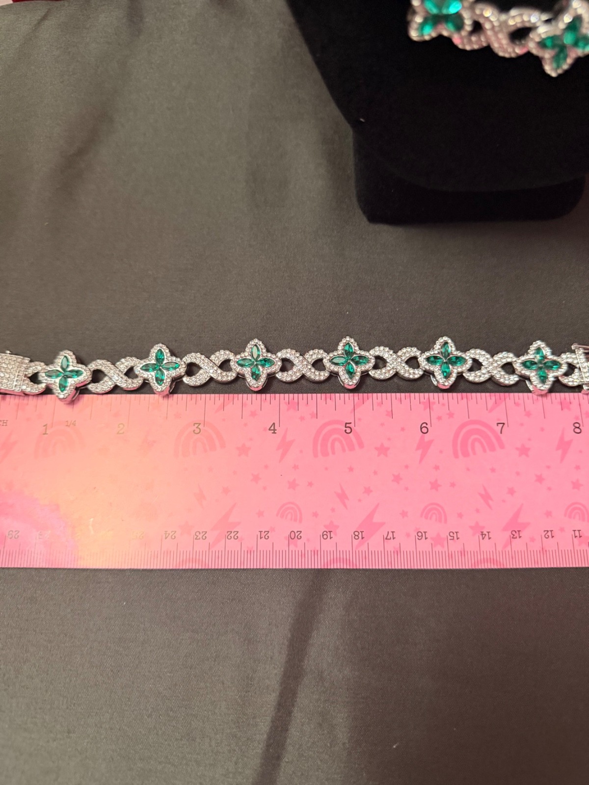 Synthetic Gemstones Clover Chain and bracelet silver plated Turquoise stones