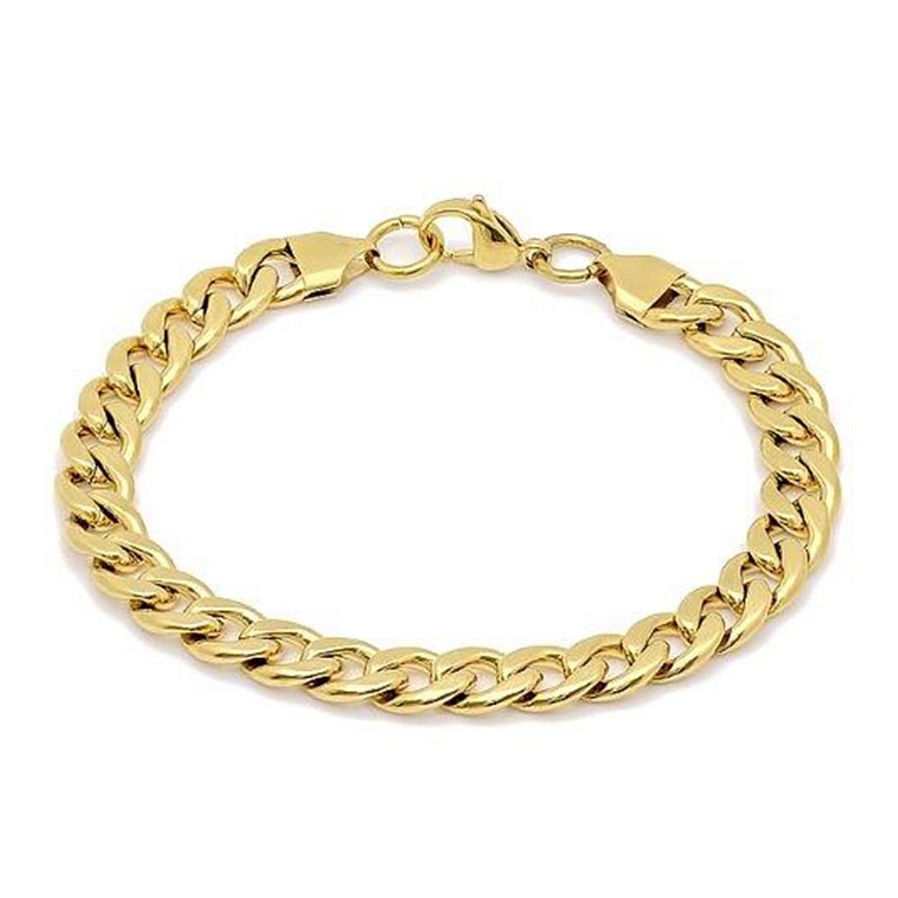 8.5 Inch Gold Color Stainless Steel Chain Bracelet with Lobster Clasp