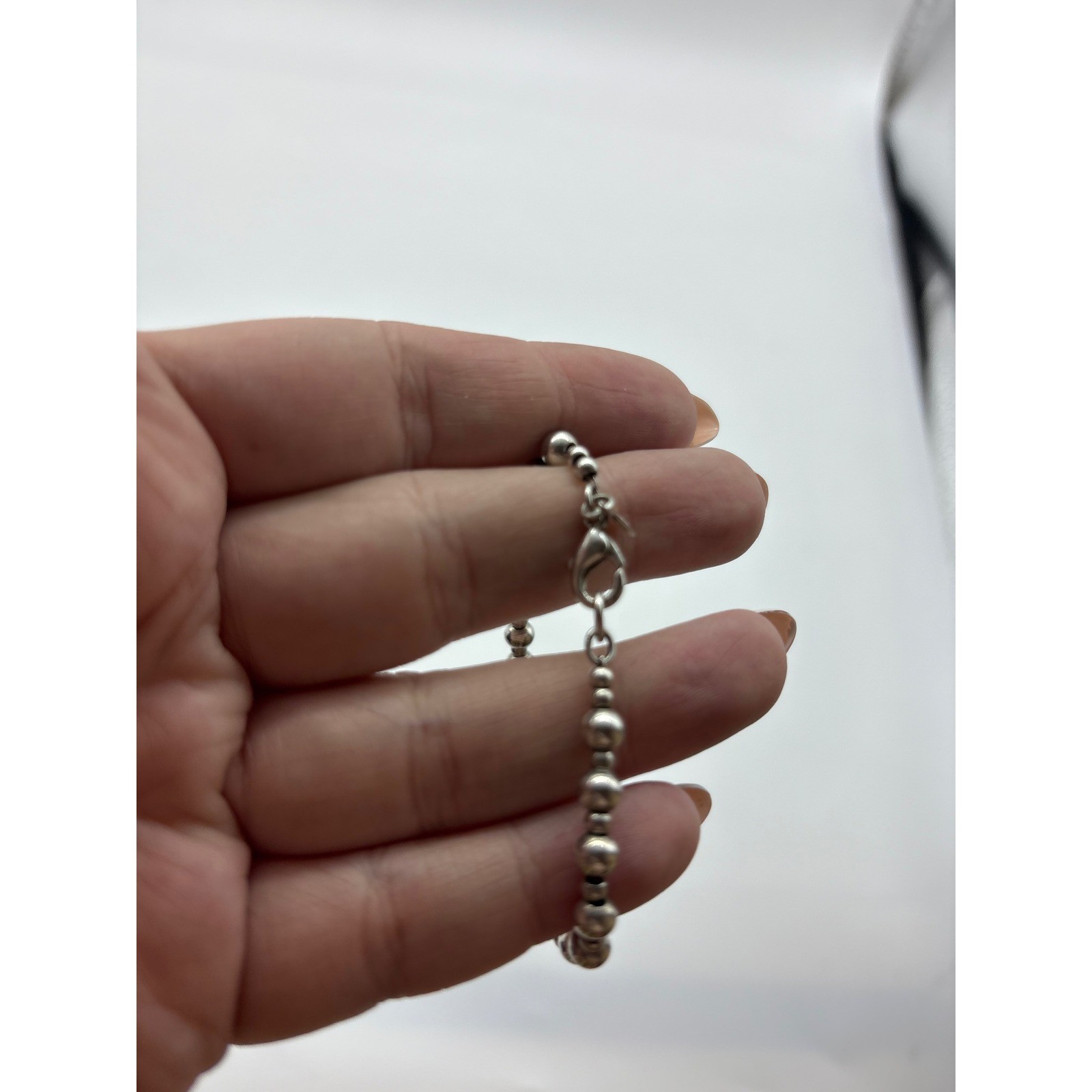Premiere Designs Silver Tone Beaded Bracelet Polished Round Bead Strand 7 Inch