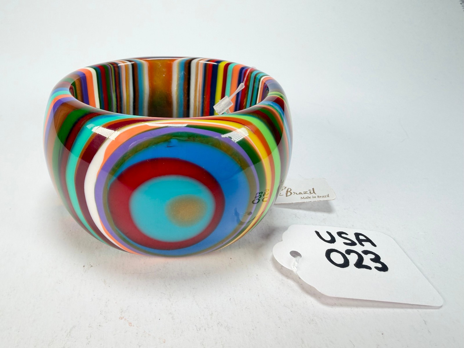 Jackie Brazil Tiger Liquorice Allsorts w/Cat Eye Mix Colours 5cm Resin Bangle