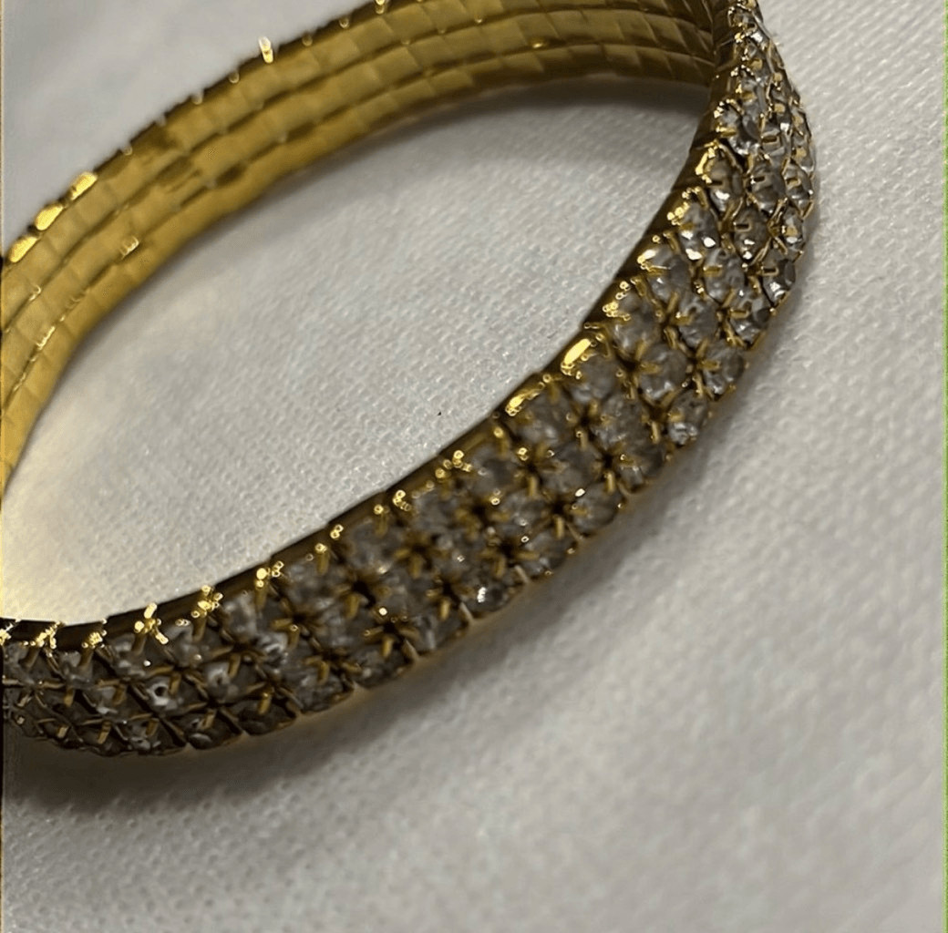 Diamond Gold Tone Bling Stretch Fashion Bracelet Glam Formal Black Tie Prom NEW