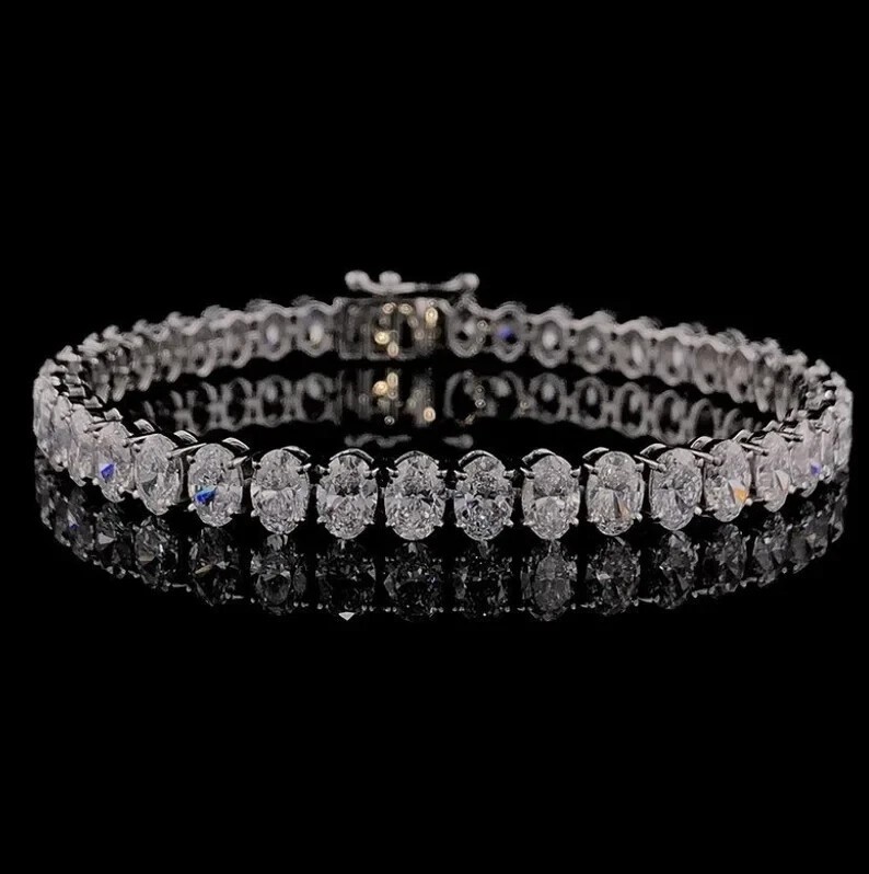 8.50CT Oval Cut Moissanite Tennis Women’s Bracelet 925 Sterling Silver