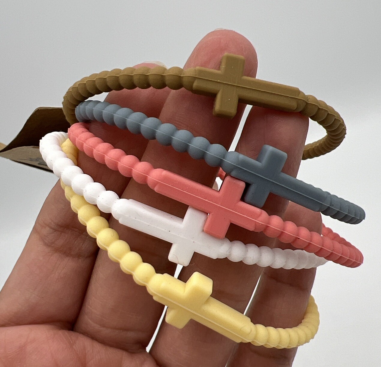 In God We Must Cross Bracelet Religious Silicone 5 Pack Stretchy Small Bracelet