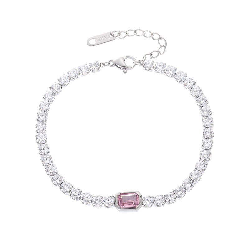 Women’s 925 Silver Tennis Bracelet Pink Sapphire Emerald Moissanite Jewelry Gift