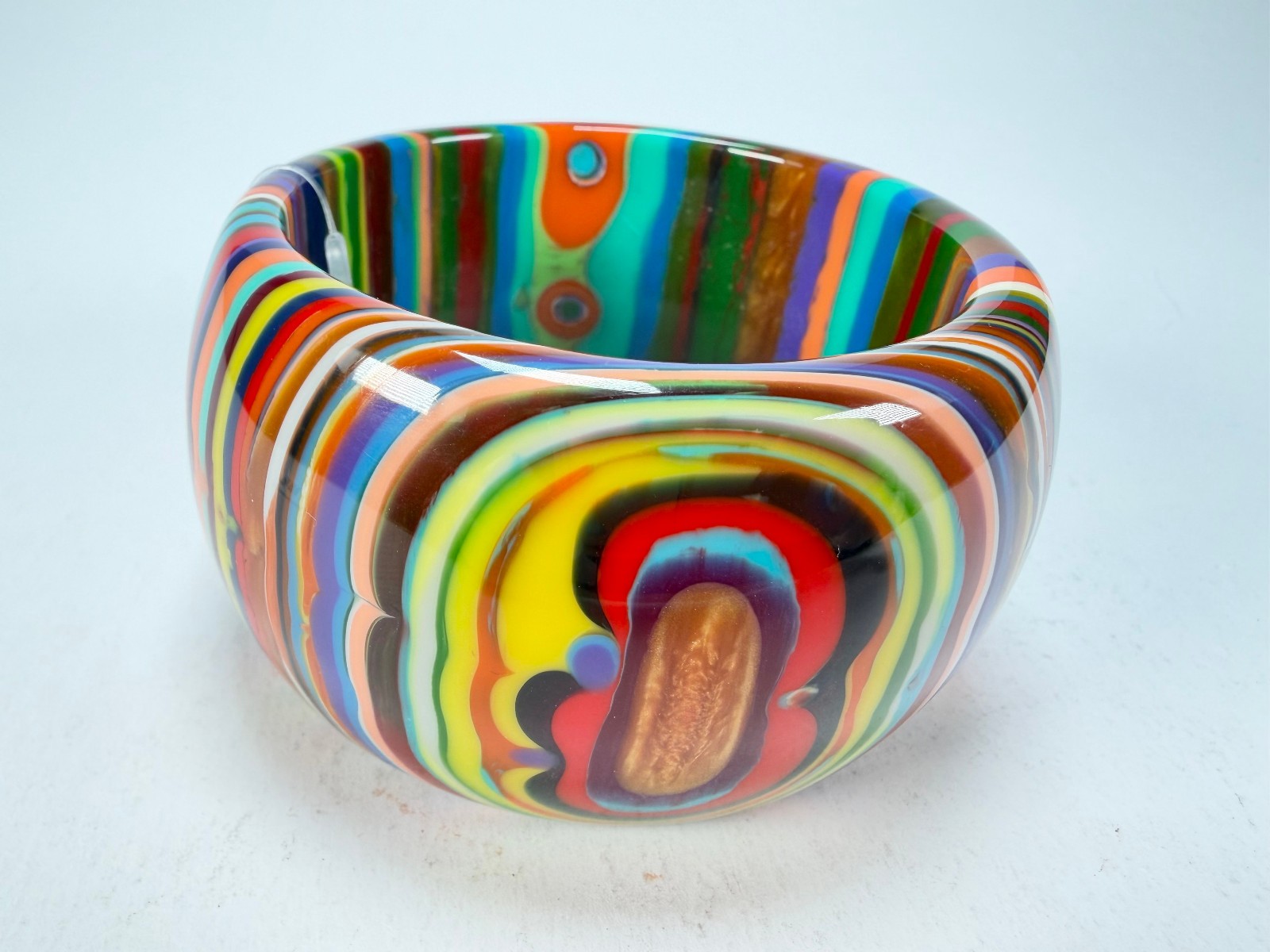 Jackie Brazil Tiger Liquorice Allsorts w/Cat Eye Mix Colours 5cm Resin Bangle