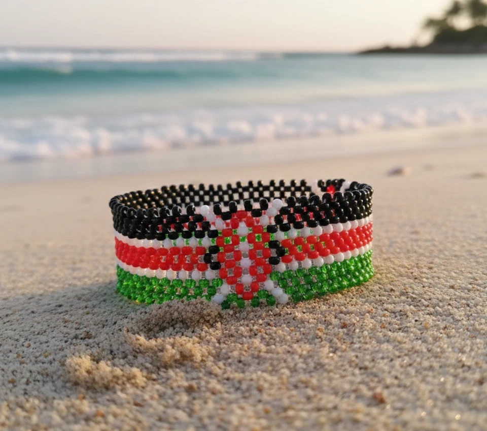 Wrist Band Bracelet Maasai Beaded Kenya Flag African Handmade Tribal Ethnic Gift