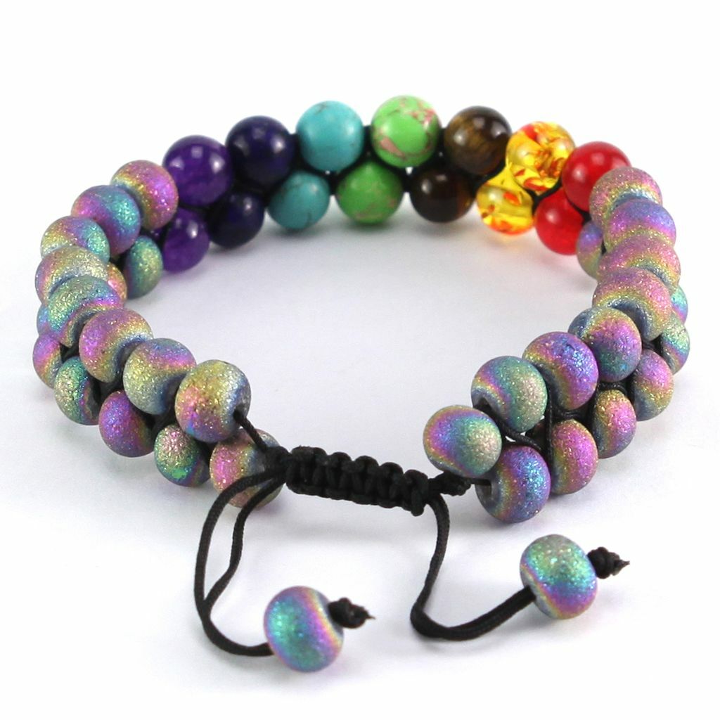 Natural Stone Bead 7 Chakra Healing Bracelet Braided Yoga Reiki Energy Bangle
