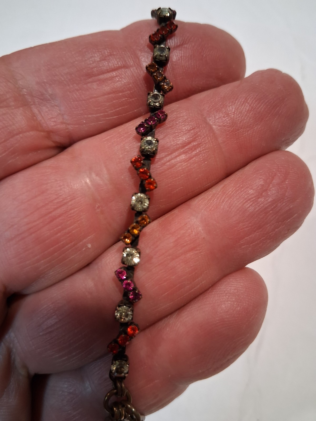 Sorrelli Rose Multi Color Tennis Bracelet Crystal 6.5 Inch Antique Gold Tone