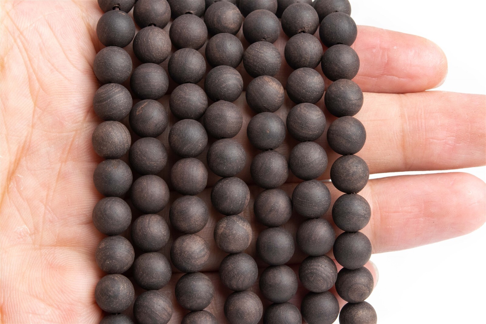 8MM 108 Pcs Ebony Blackwood Mala Beads Natural Wood Black Round Beads 35″