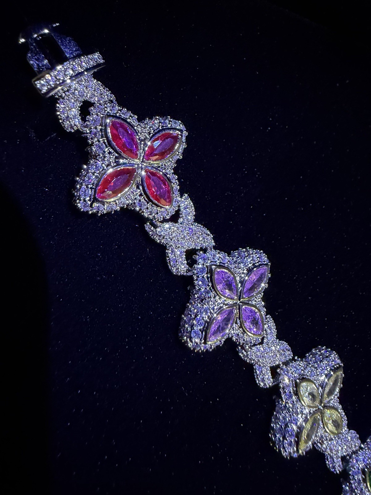Iced Multi Color Flower Bracelet
