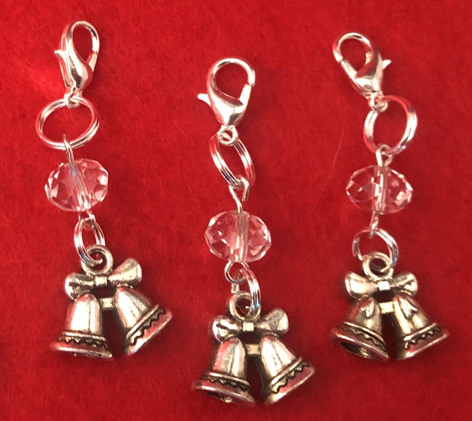 Christmas Clip On Charms∞Bells∞Two Styles∞Single~Pack of 5 or Double~Pack of 4