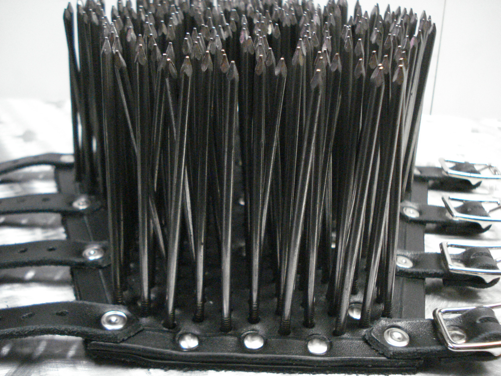 LEATHER NAILED GAUNTLETS… BLACK METAL… (MDLG0085)….. MUTIILATION’S
