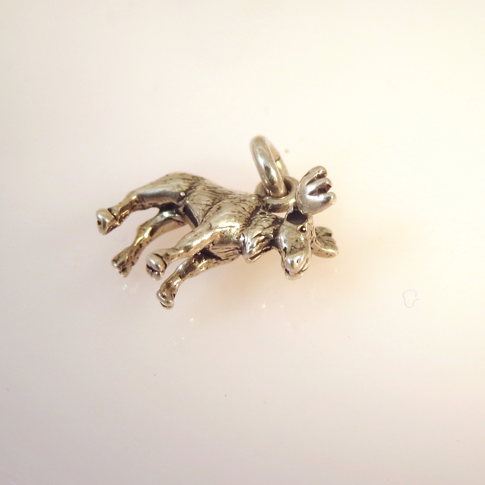 .925 Sterling Silver 3-D MOOSE CHARM NEW Pendant Male Bull Rack Antler 925 AN21
