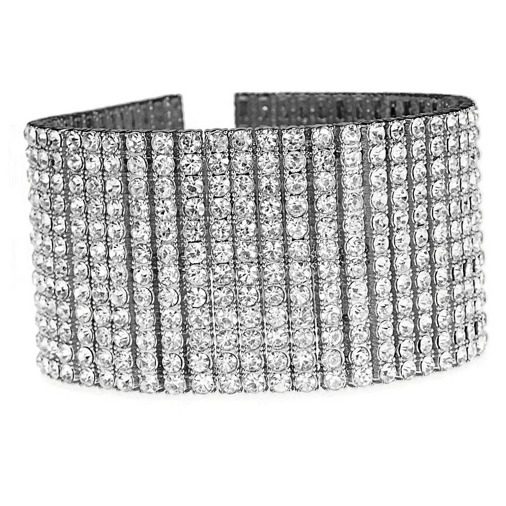 Men’s Bracelet 12 Row Pharaoh Silver Tone Heavy Iced Bling Out CZ Hip Hop 9.25″