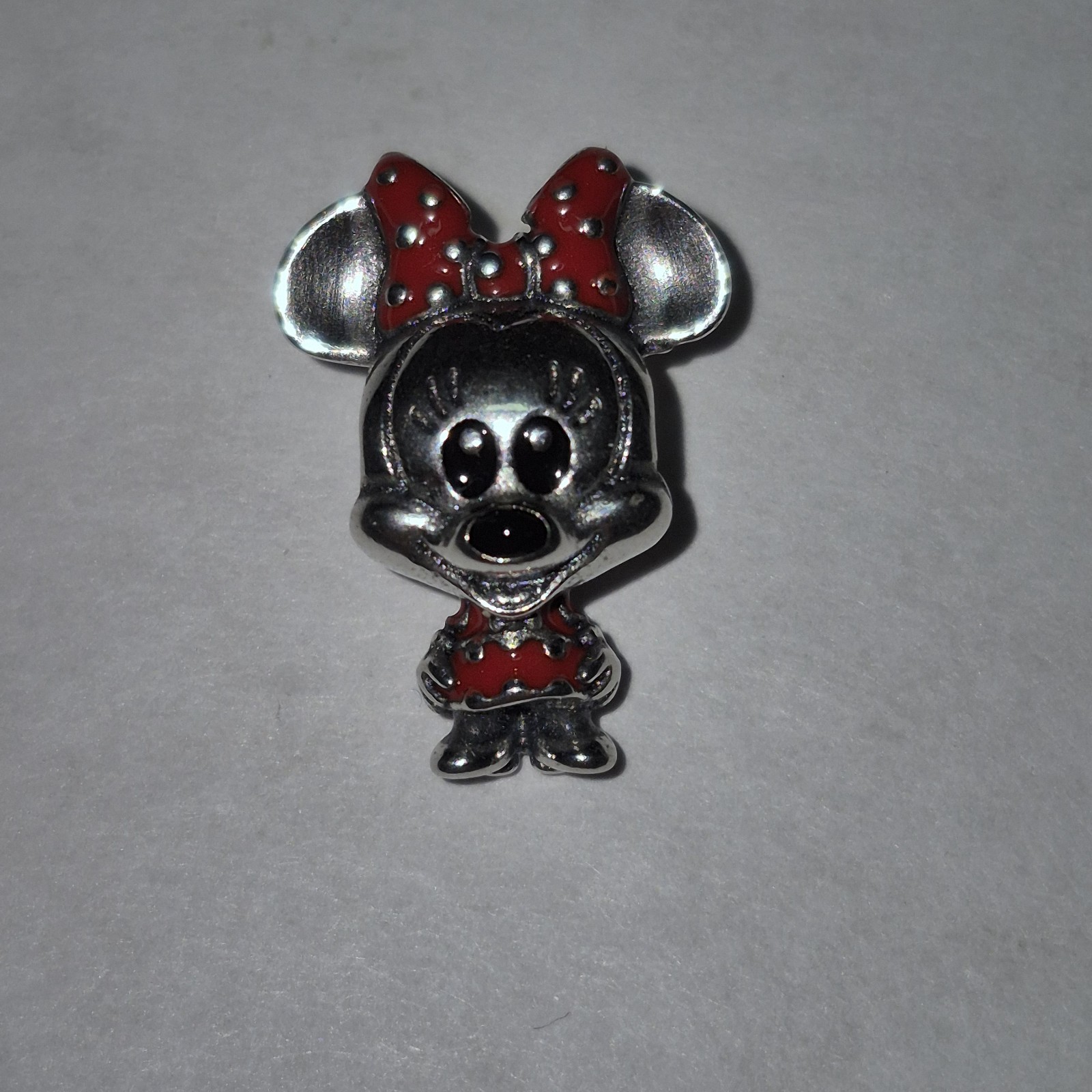 Disney Minnie Mouse Red Dress and Dotted Bow Pandora Charm Bead Streling .925
