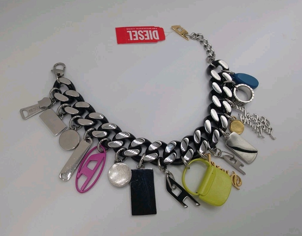 DIESEL Stainless Steel Runway Unisex Charm Bracelet -new w/ gentle storage wear