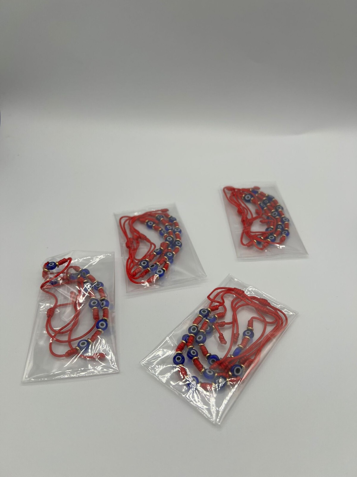 5 Evil Eyes Red String Adjustable Bracelet Gold Plated Pack of 12