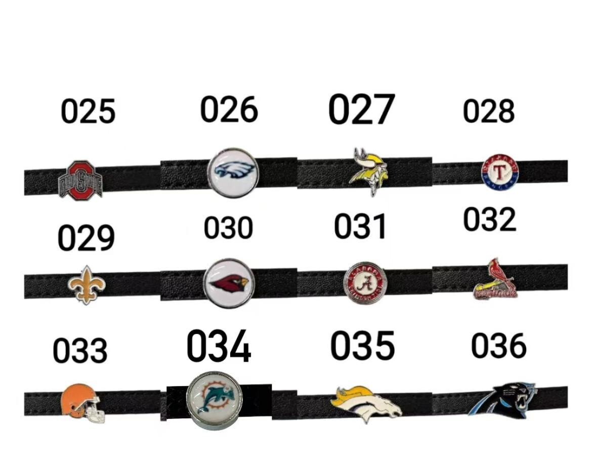 Set of 10pc NFL NAB MLB slide Charm – Fits 8mm Wristband for Jewelry / Crafting