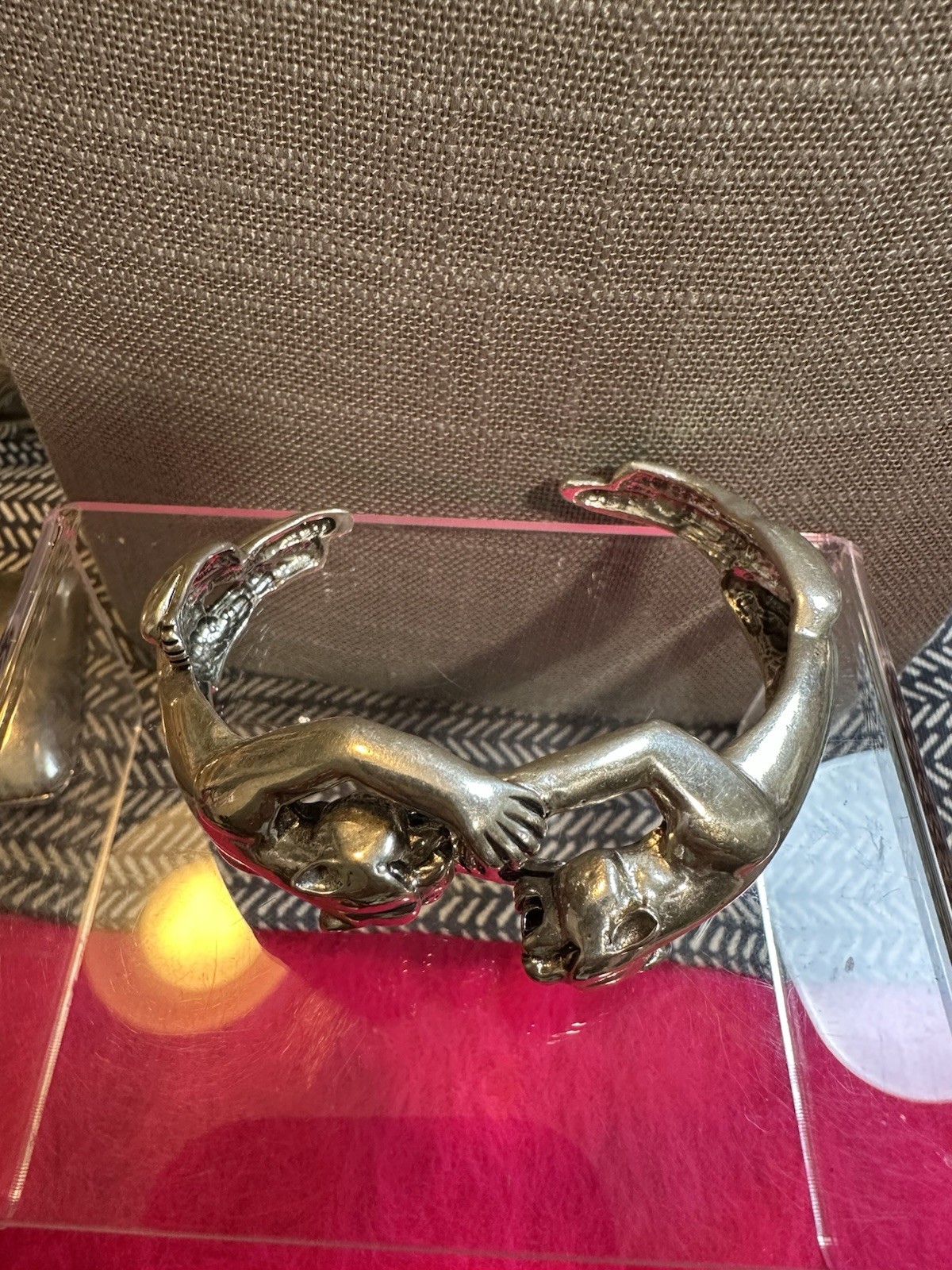 VERY RARE Vintage Signed Ted OTT Sterling Silver Jaguar Cuff Bracelet
