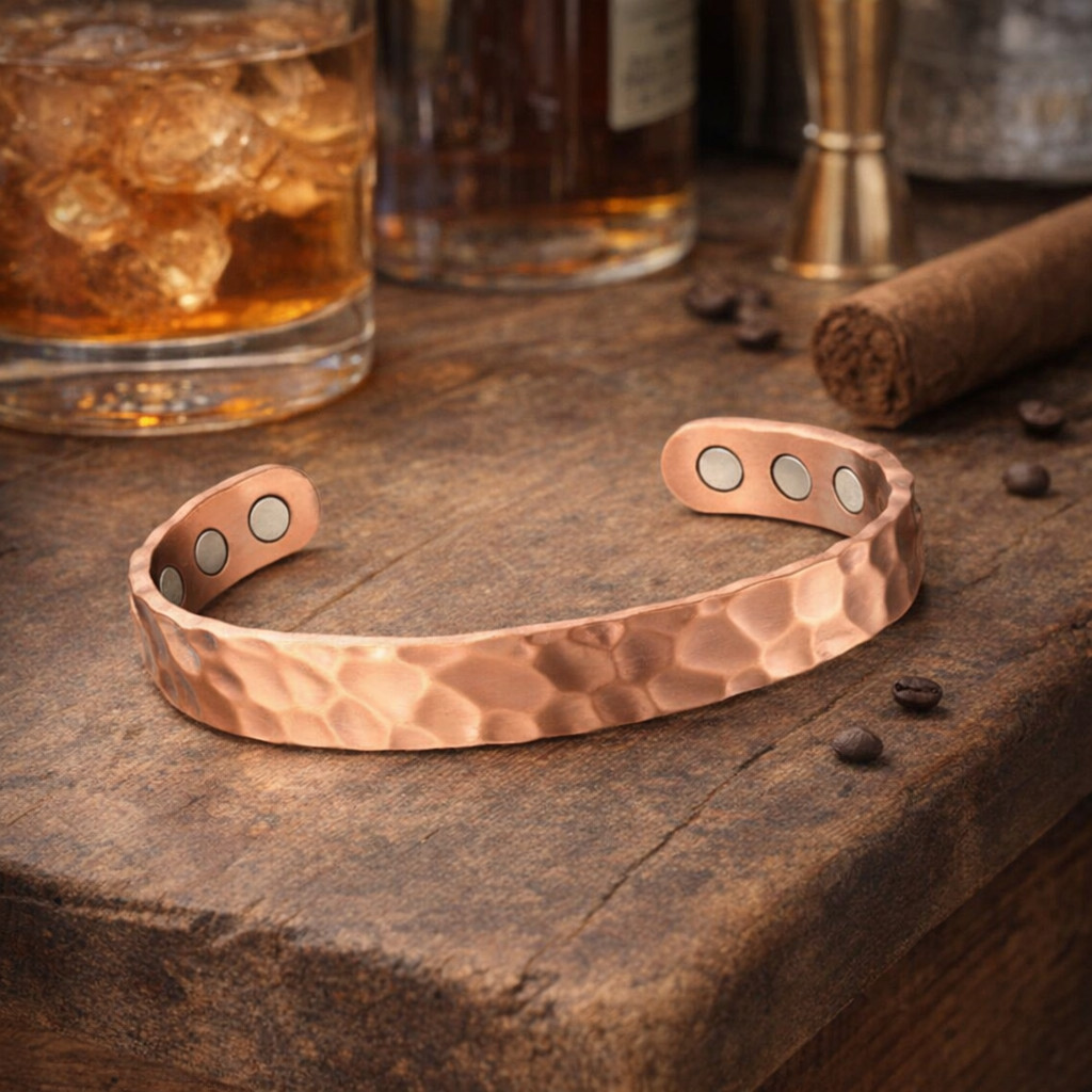 Hammered Solid Pure Copper Magnetic Cuff – Arthritis Therapy Adjustable Bracelet