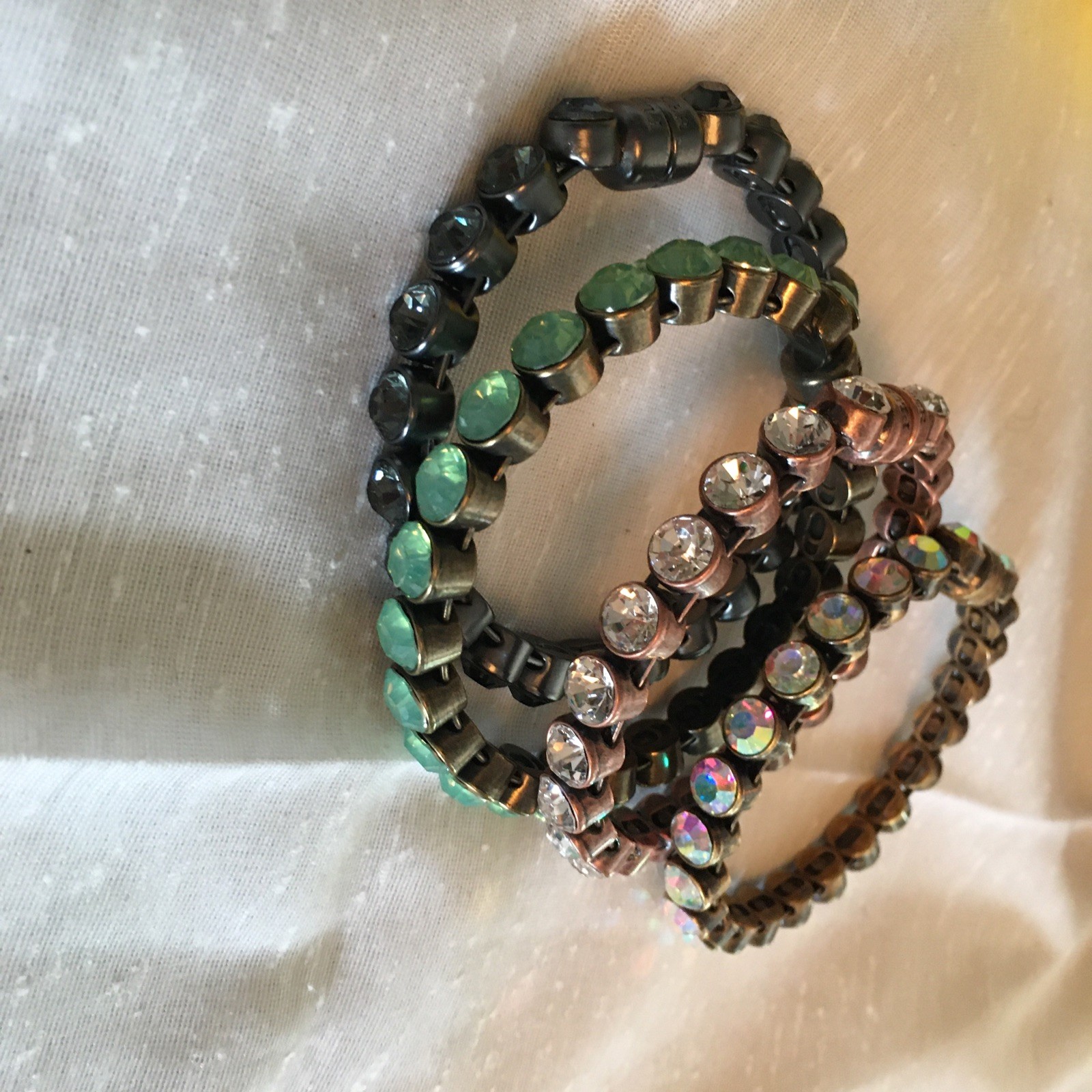 Lot Of 4 Rhinestone Sparkle Bracelets Various Colors