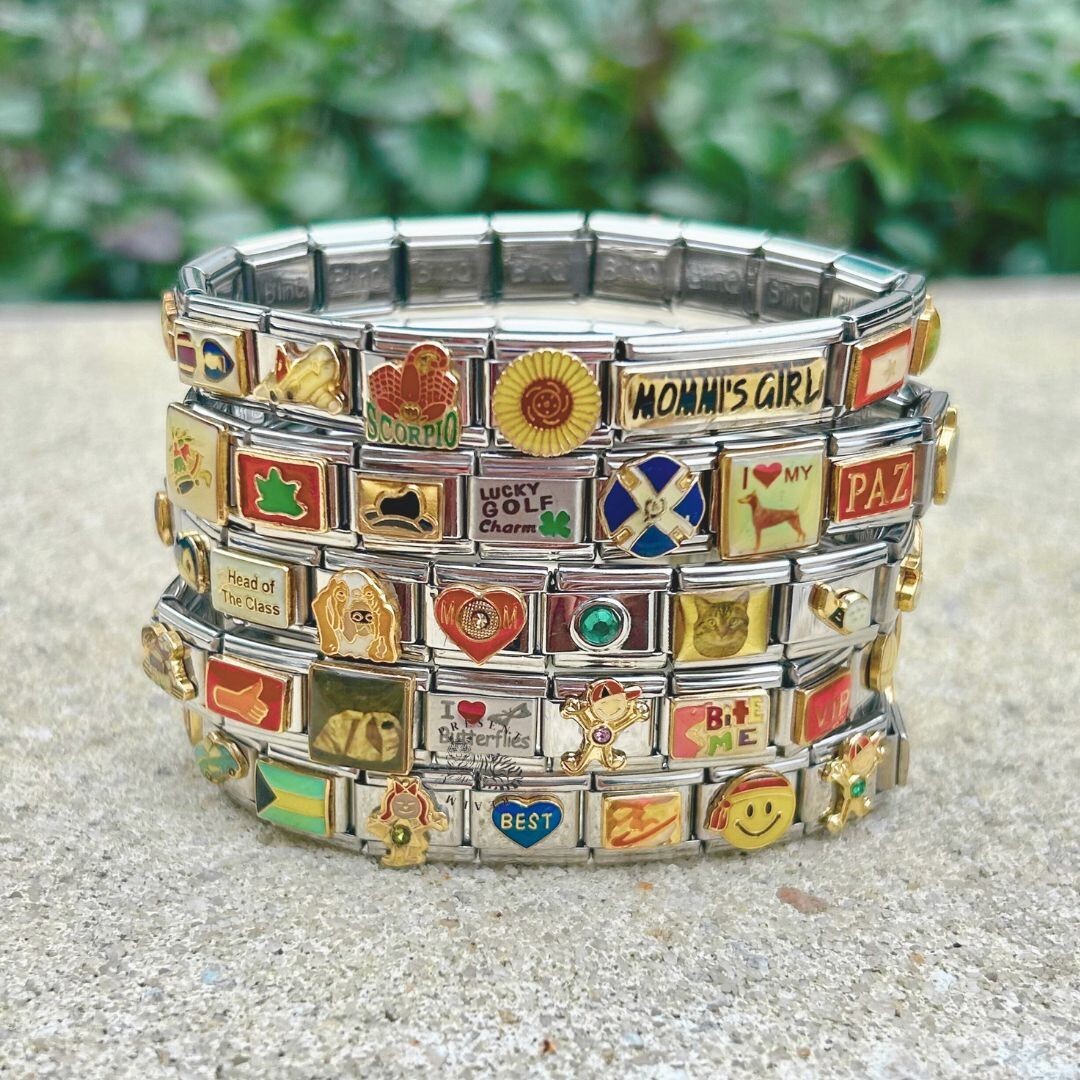 READY TO WEAR Italian Charm Bracelet with 18 Mixed Vintage Charms – Unique Gift