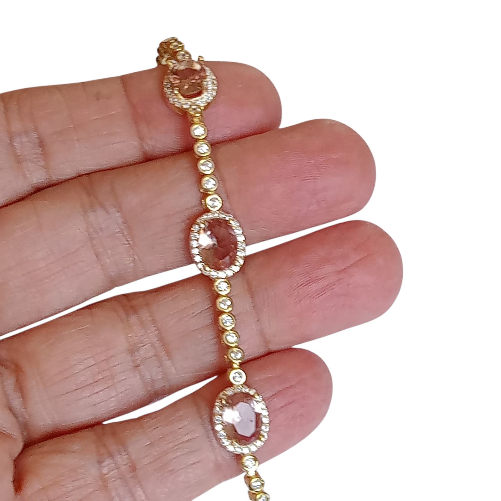 Gold plt. 925 Sterling Silver Turkish Handmade Zultanite Topaz Tennis Bracelet