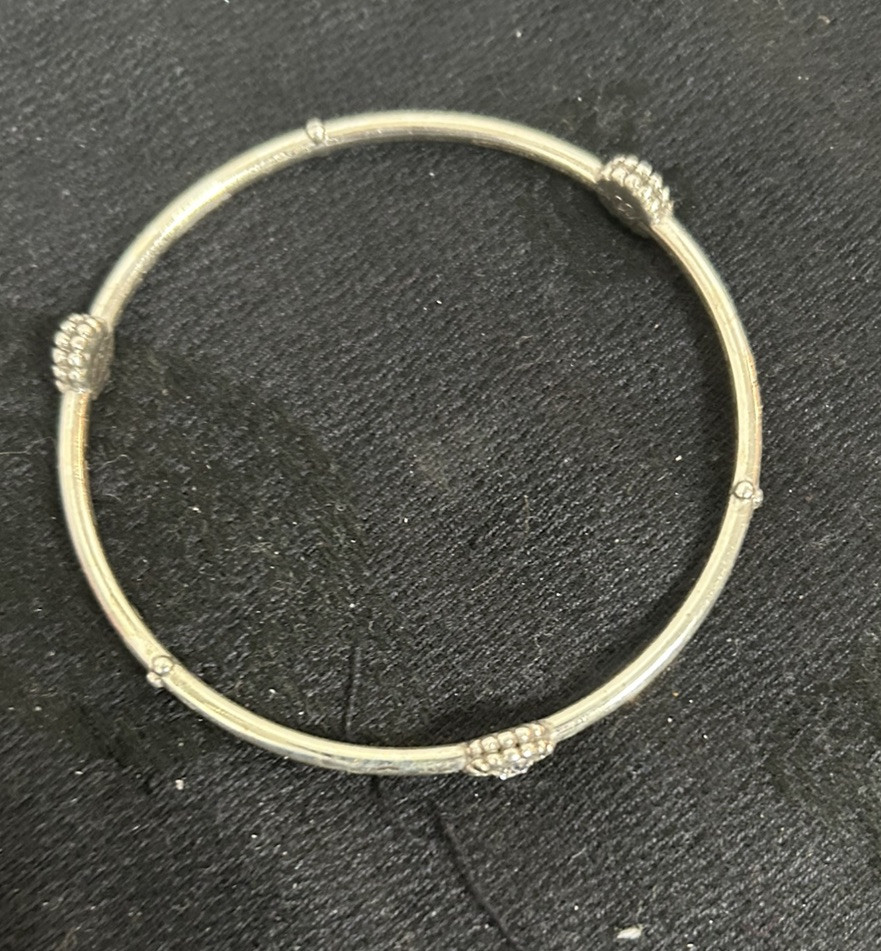 Brighton Slim Bangle Silver Tone Bracelet White/colorless Swarovski Crystals