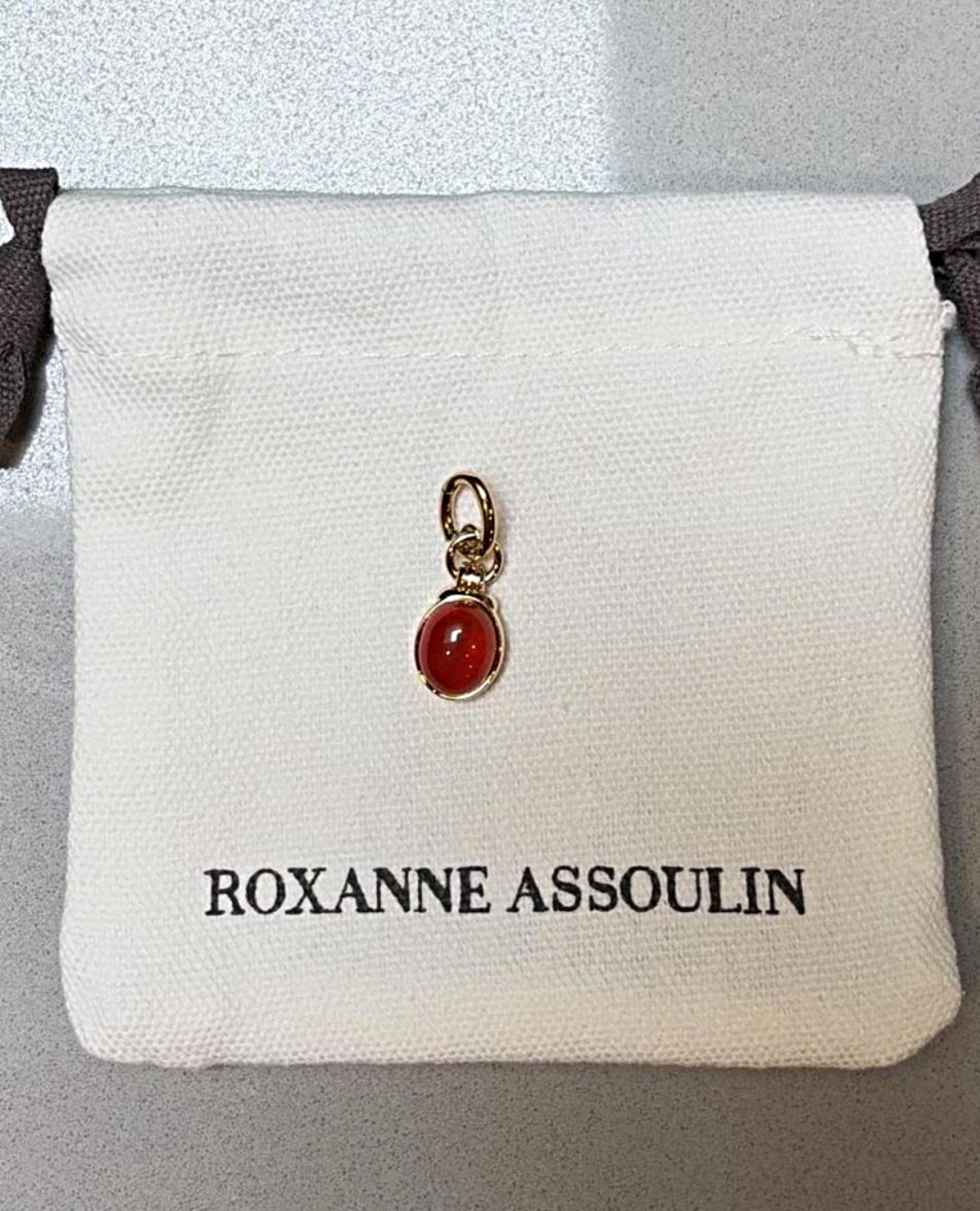 Roxanne Assoulin The Cabochon Charm in Carnelian – Gold Tone Pendant