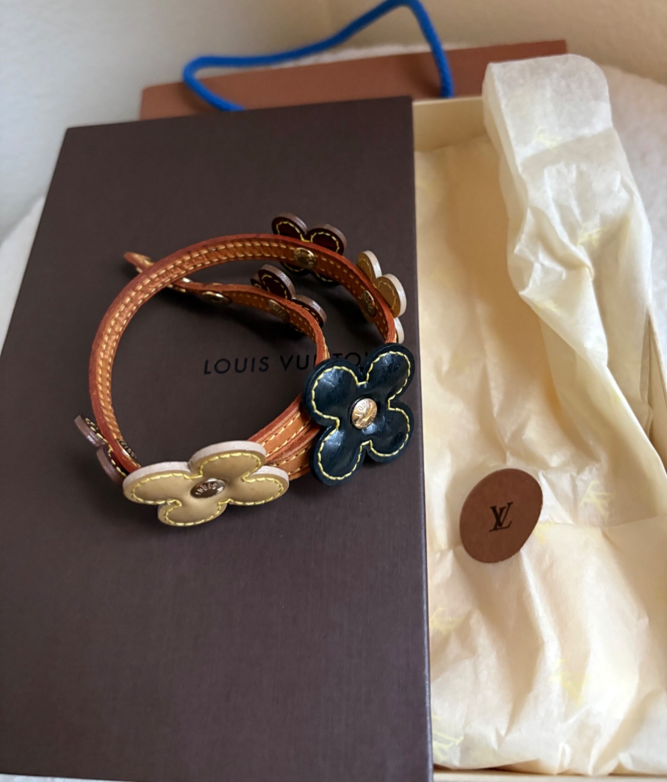 Louis Vuitton Vachetta Vernis Fleur Double-Wrap Bracelet or Choker necklace