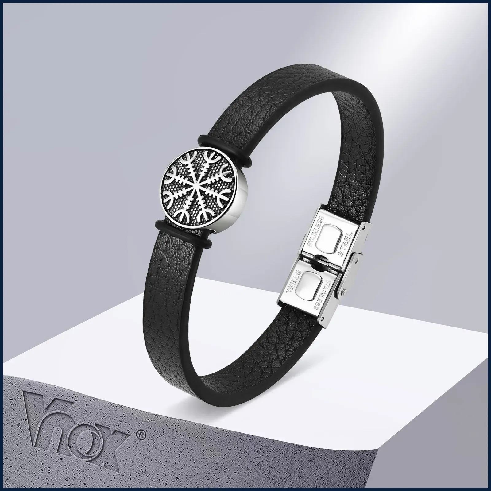 Viking Compass PU Leather Bracelet Norse Charm Men’s Bangle