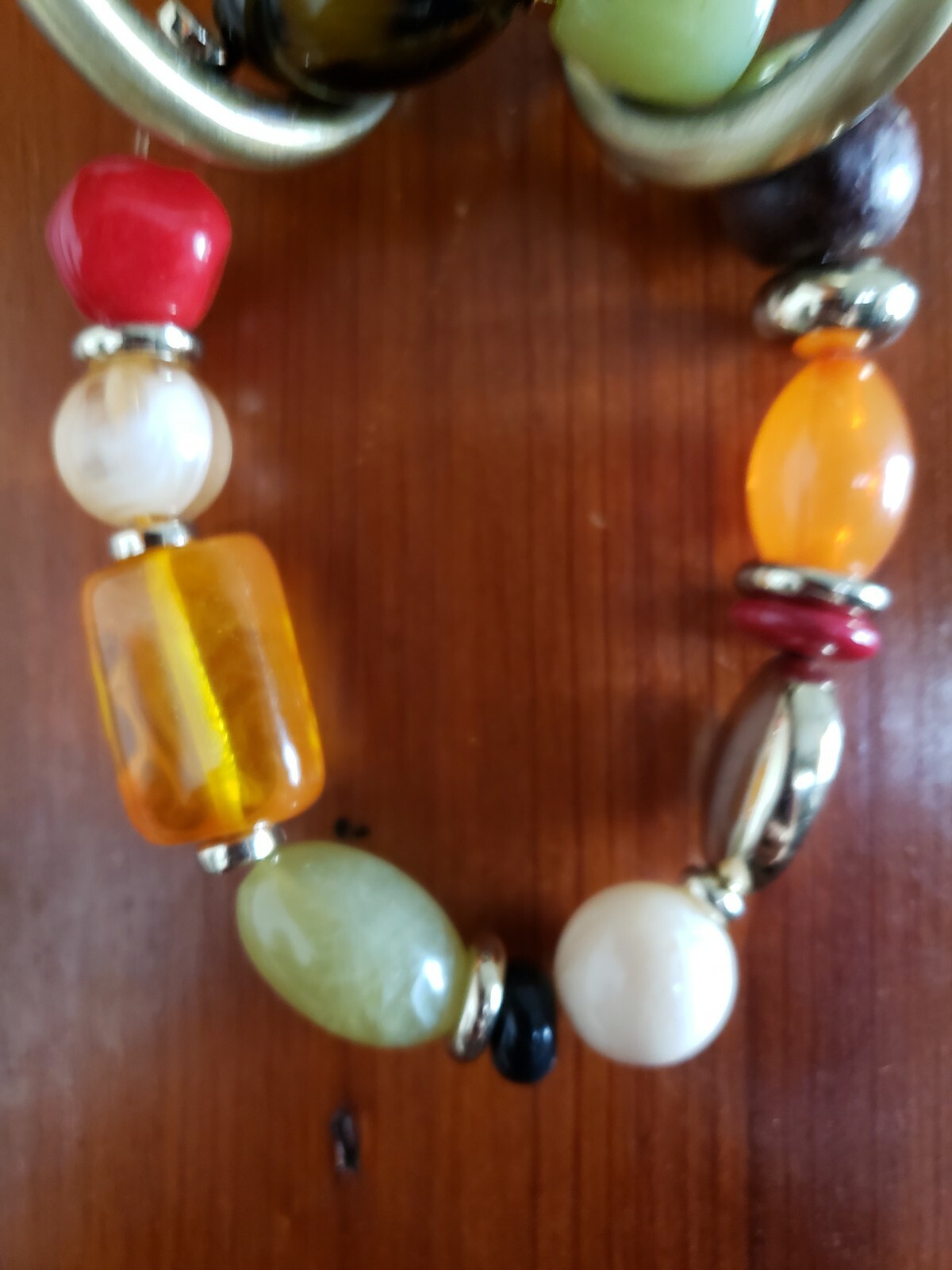 Colorful Bead Bracelet Stretch Fashion Jewelry Orange Brown Green Beads