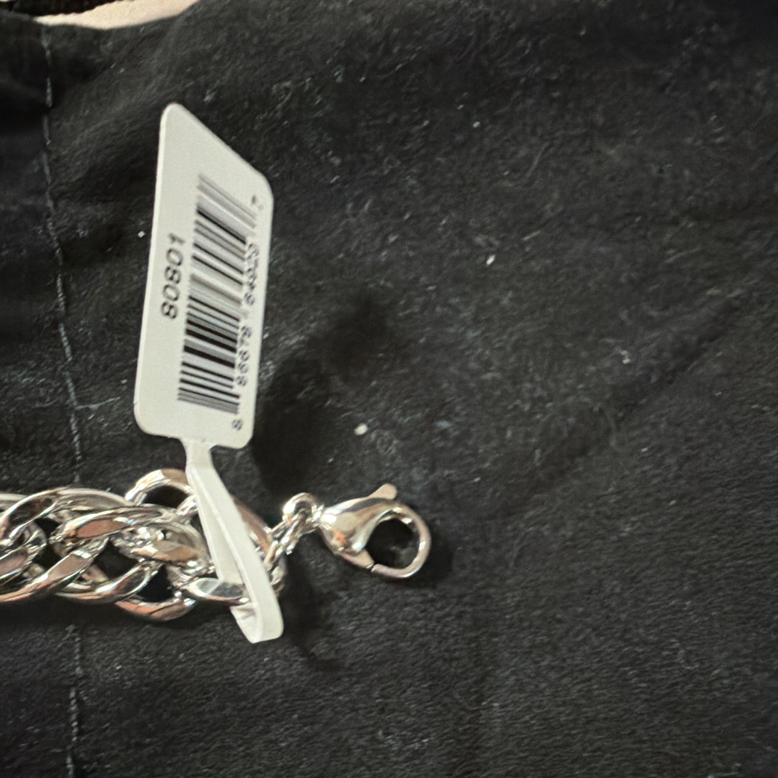 Silver Tone Curb Link Chain Bracelet, Lobster Clasp Closure, No Stone 80801