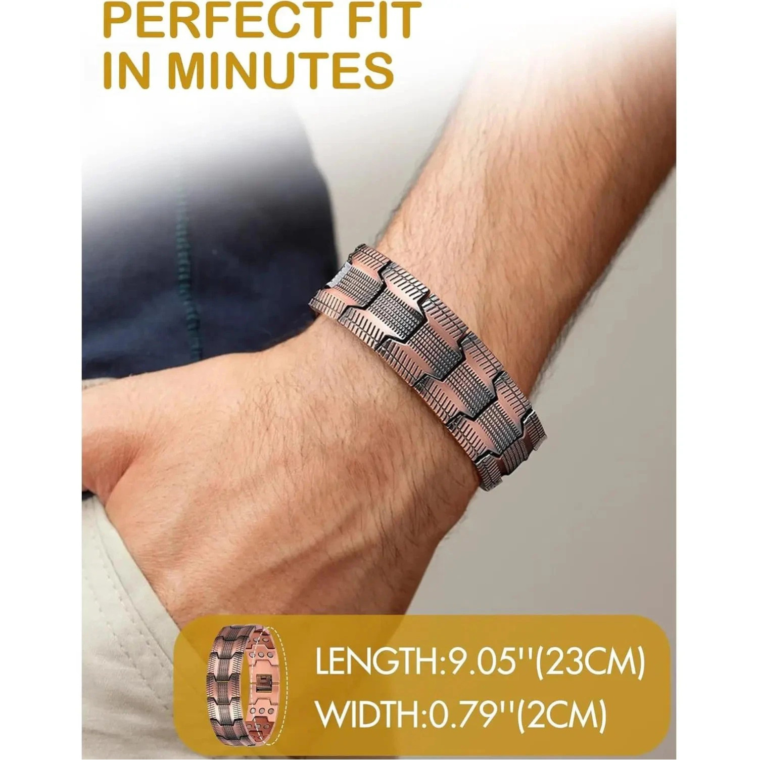 Copper Bracelet for Men, 3X Ultra Strength Magnetic Bracelets, 99.99% Pure Coppe