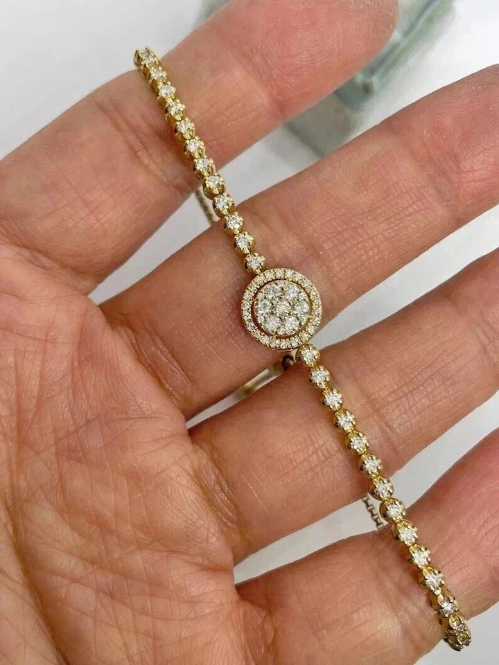 5Ct Round Cut Simulated Diamond 14k Yellow Gold Plated Women Bolo Chain Bracelet