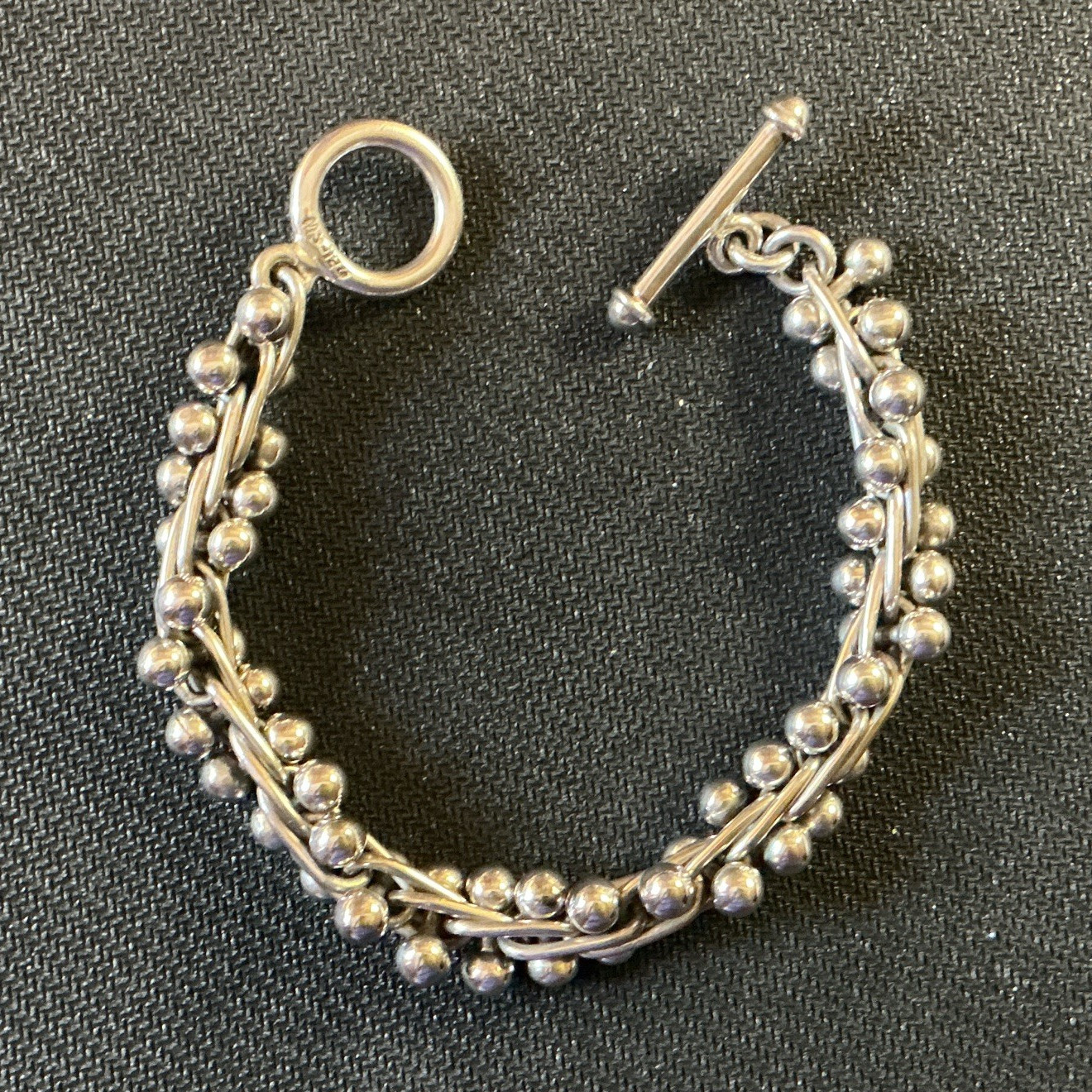 Vintage Sterling Silver 925 DNA Twist bead-ball link bracelet