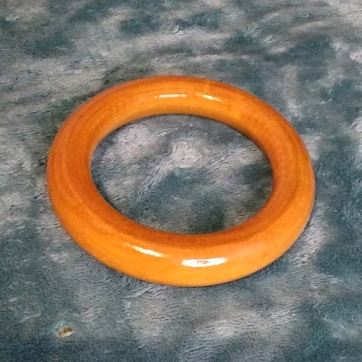 Brown Wood Round Bangle Bracelet, No Stone, Less Than 12 in Length
