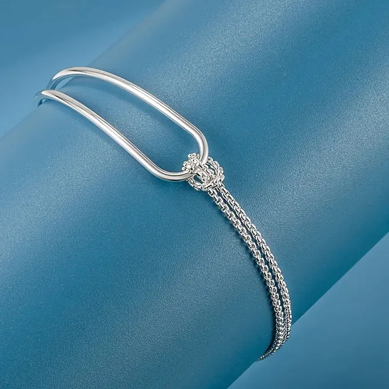 New S925 Silver Minimalist Geometric Collage Bracelet Women’s Jewelry Exquisite