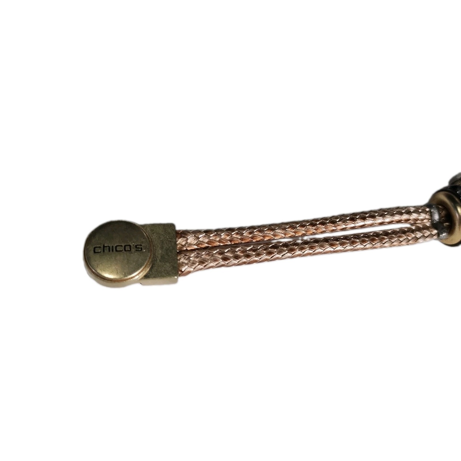 Chico’s Amara Mag Bracelet Braided Cord Mixed Metal Bead Magnetic Close MSRP $35