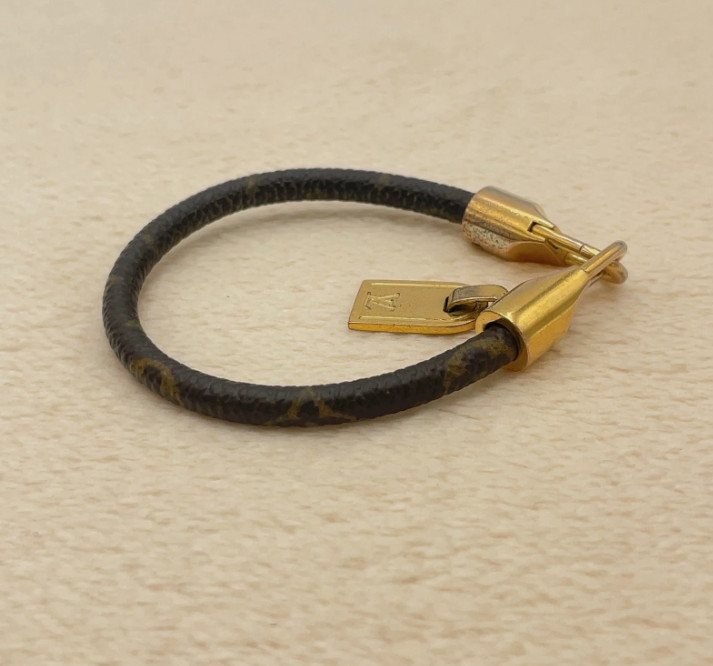Louis Vuitton Luck It Bracelet Monogram Canvas and Gold Tone Luggage Tag Charm