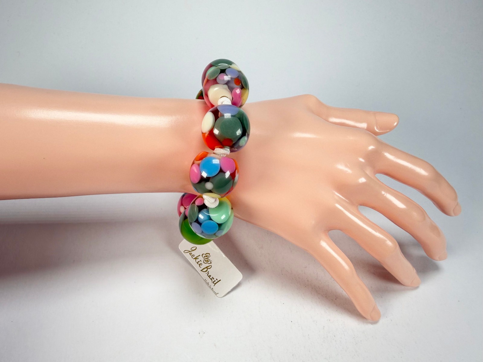 Jackie Brazil “Spots” Spotted Balls On Elastic Resin Bracelet ( B1470 )