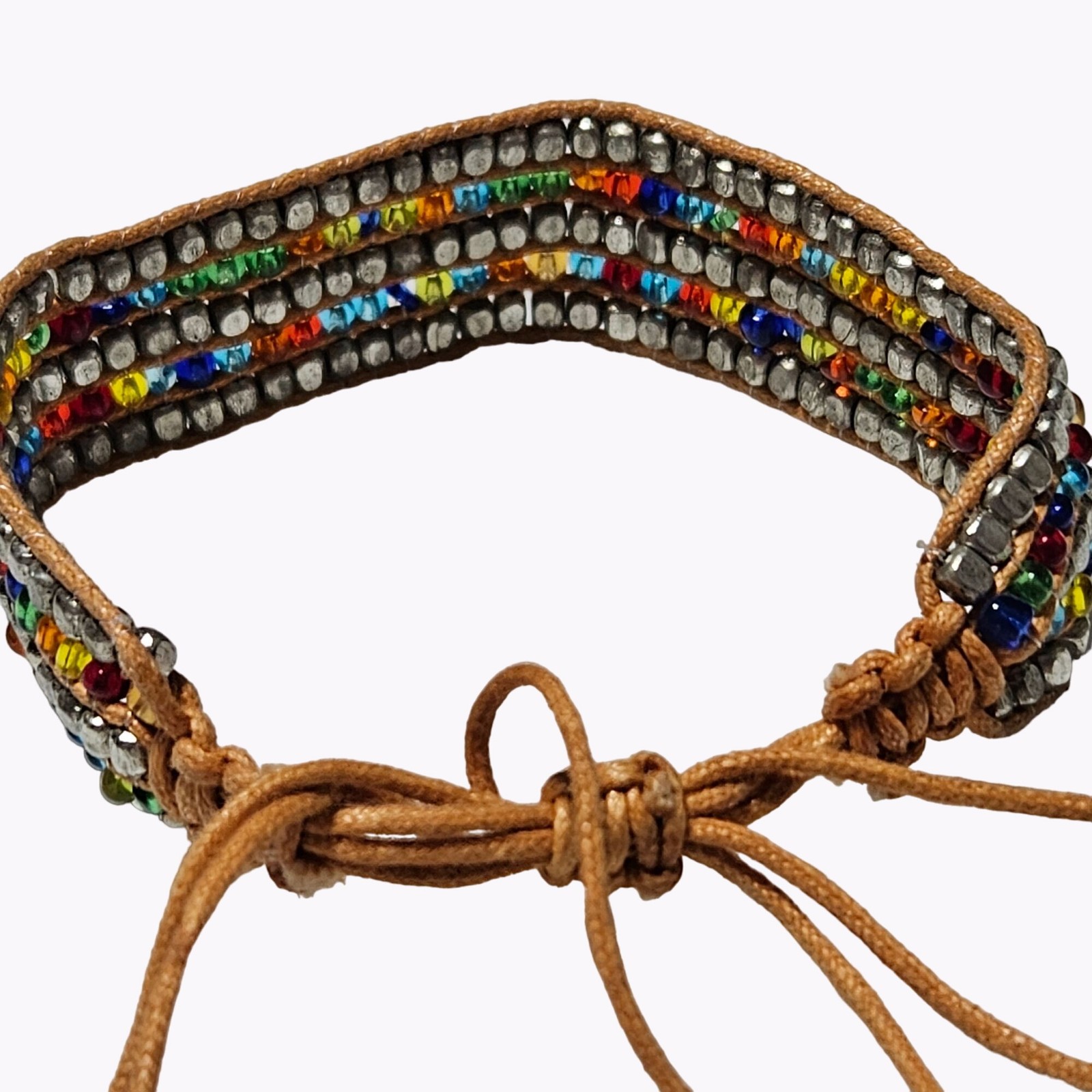 Handmade Boho Bracelet Faux Gemstone Stacked Layer Tie Fashion Jewelry Women