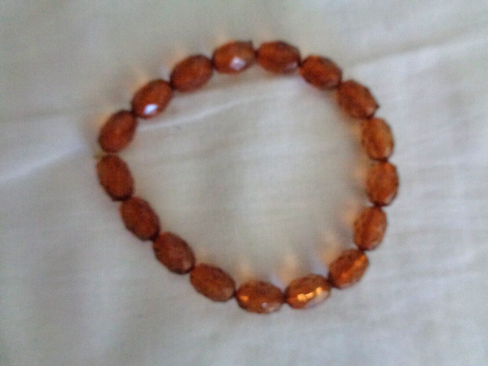 Orange/Brown Oval Beads Bracelet (#6274)