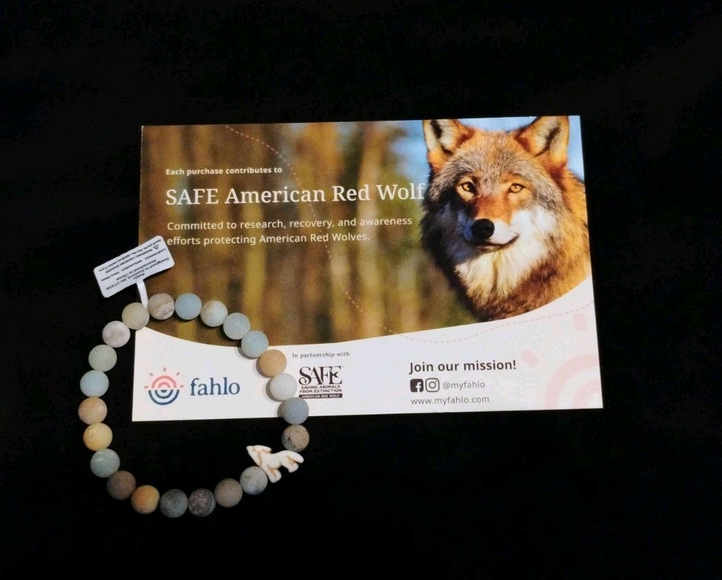 Fahlo American Red Wolf Tracking Bracelet with QR Code New With Tags