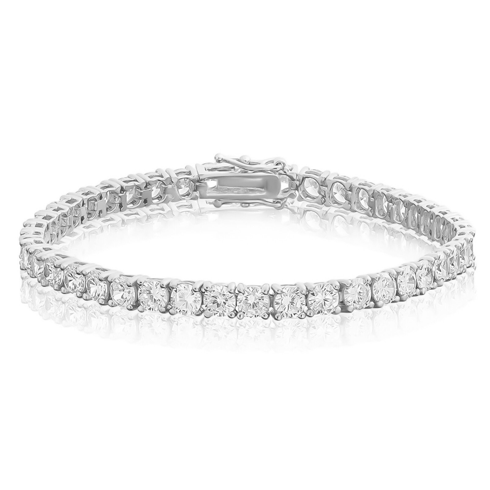 ANTI TARNISH CZ 4mm 1 Row Real 925 Sterling Silver Bling Tennis Bracelet 7”