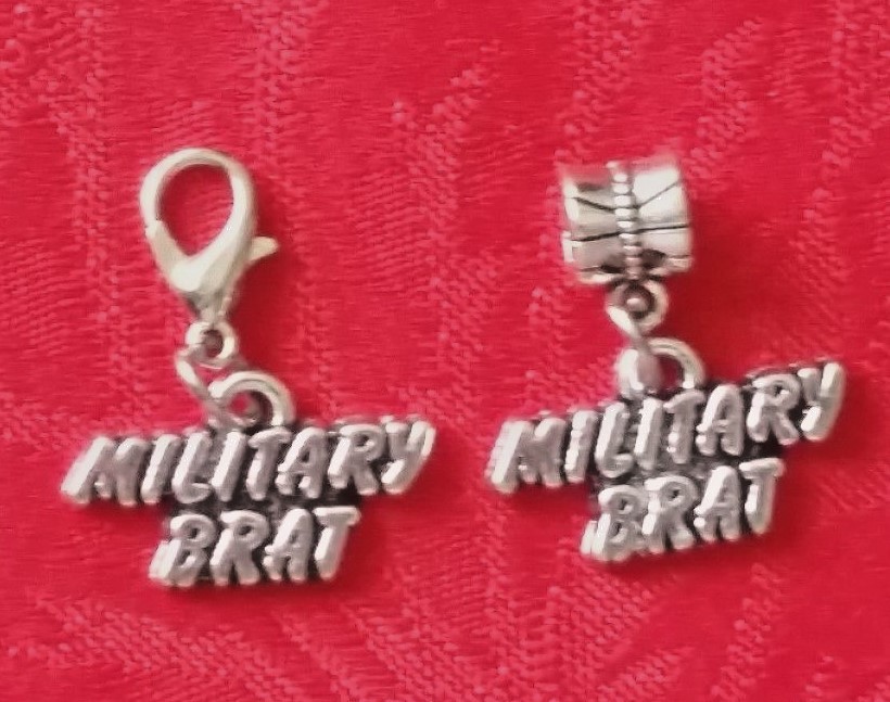 MILITARY ANTIQUE SILVER CHARM -LOVE MY SOLDIER – MILITARY MOM – WIFE – POW -BRAT