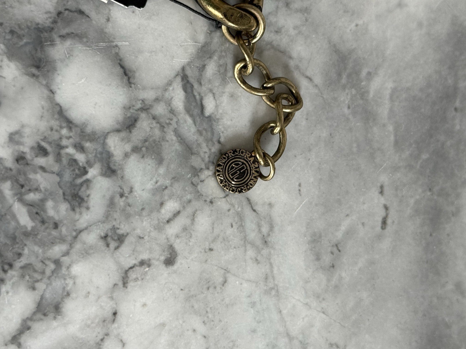 R.J. Graziano Gold Tone Crystal ID Link Bracelet Chunky Curb Chain Adjustable